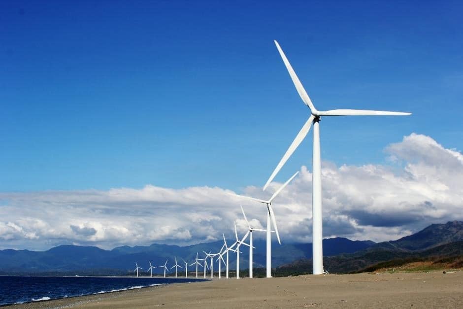 Coastal wind farm generating sustainable energy, representing growth in demand for renewable energy engineers.