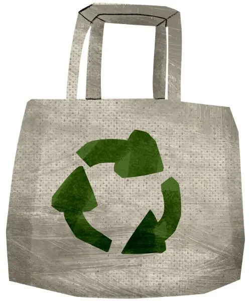 Image of recycled bag, representing reuse to limit packaging waste.  