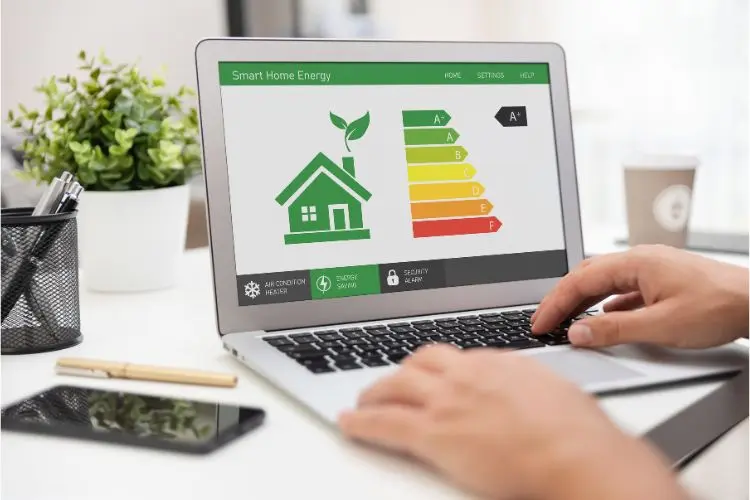 Image of home sustainability measure on laptop screen