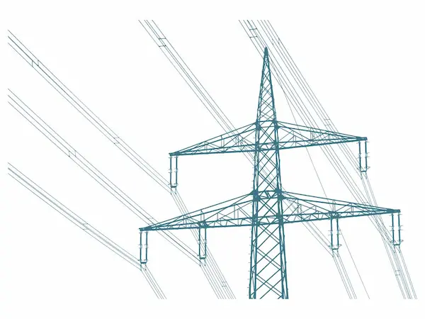 Power pylon graphic, representing the role Hydrogen energy can play in energy grid management.