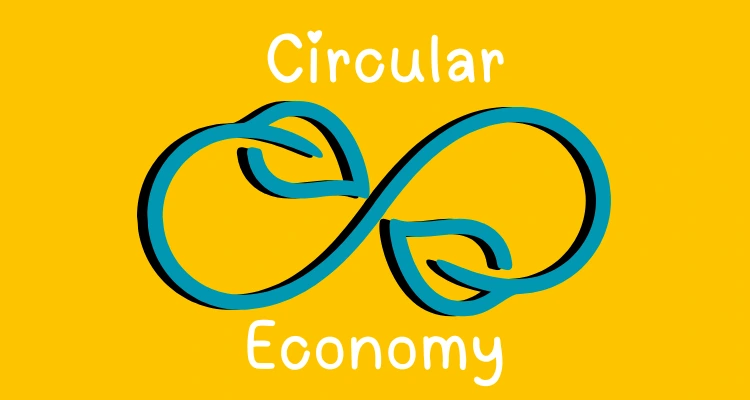 Graphic labelled Circular Economy, displaying arrows forming a circular shape.