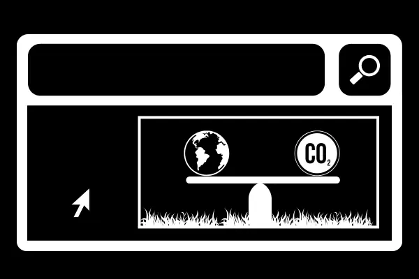 Graphic of web browser screen, representing sustainable  browsing.