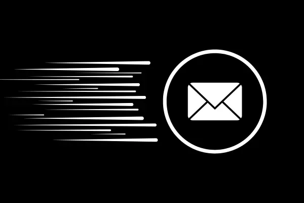 Image representing email being sent, a source of digital carbon footprints.