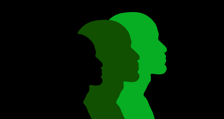 Image graphic showing silhouette in black transitioning to green in colour, representing transition to a sustainability outlook.