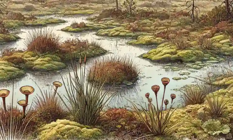 Sketch style digital art image of a Peatland habitat