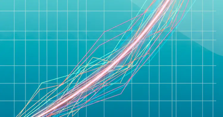 Chart image, representing upward trajectory in global temperatures
