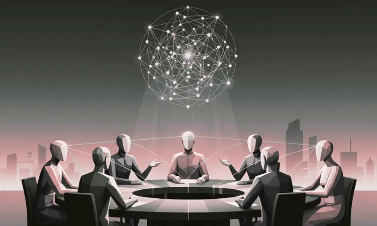 Graphic design style image of political negotiations.